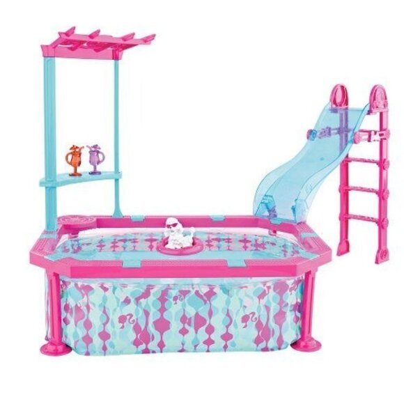 Barbie Glam Pool Blue/Pink Playset with Slide New In Box Rare! - Picture 10 of 10